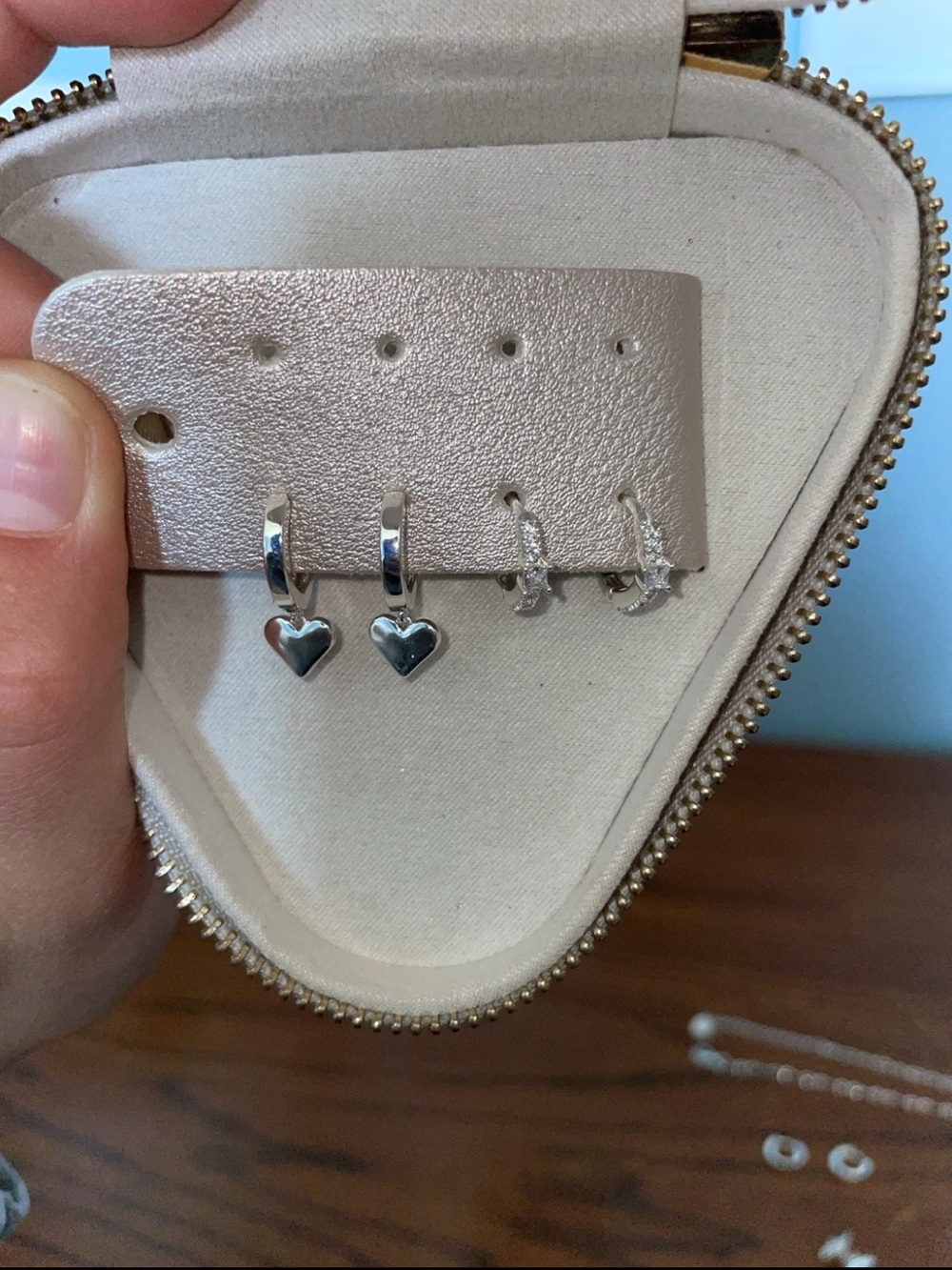 Sterling Silver Heart Huggie Hoop Earrings - Silver